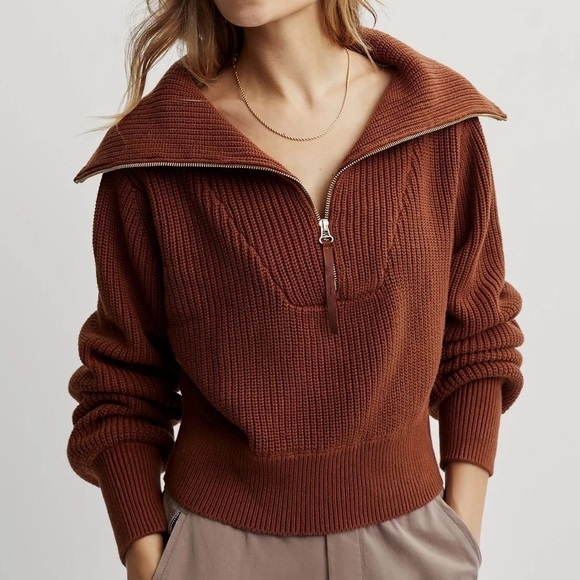 Varley Brown Ribbed Sweatshirt - Picture 2 of 10